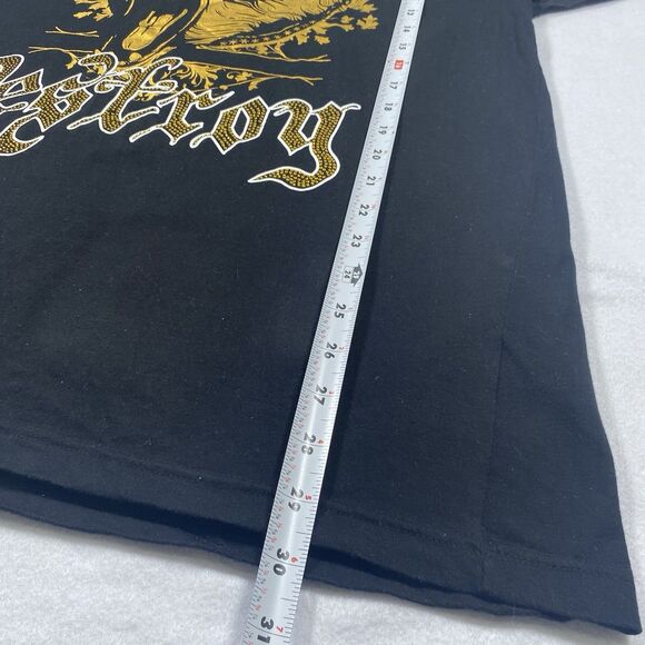 Vintage Akademiks T Shirt Men XL Hip Hop Big Logo Y2K AKDMKS Black Rhinestone - Picture 5 of 10